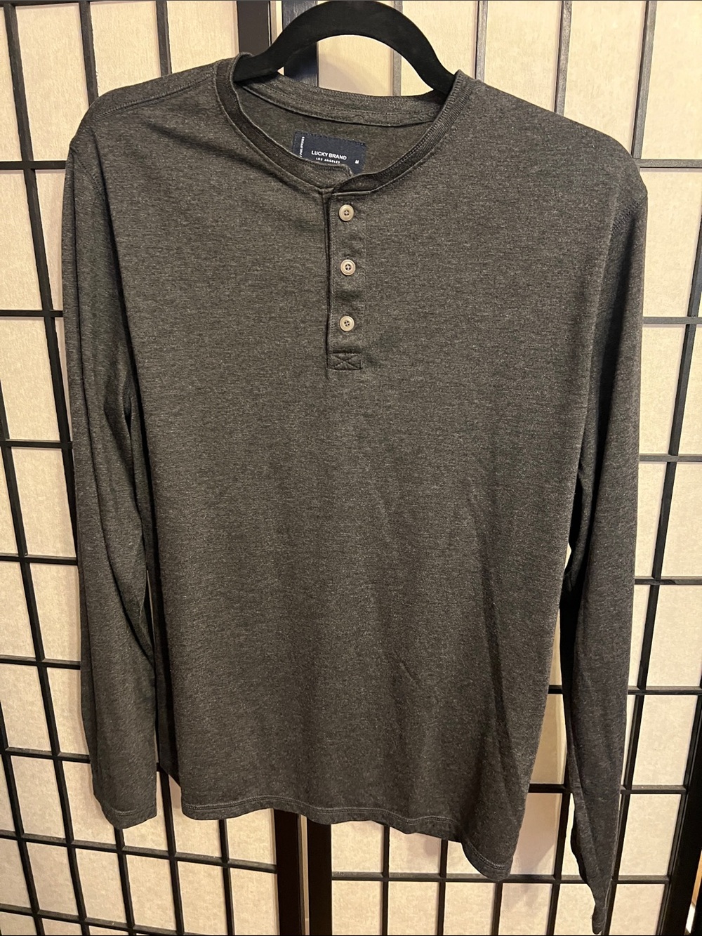Lucky Brand Men's Dark Charcoal Long-Sleeve Henley